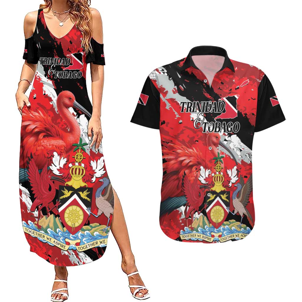 Personalized Trinidad And Tobago Scarlet Ibis Couples Matching Summer Maxi Dress and Hawaiian Shirt Special Stylized - Wonder Print Shop