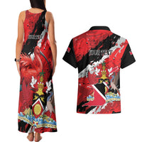 Personalized Trinidad And Tobago Scarlet Ibis Couples Matching Tank Maxi Dress and Hawaiian Shirt Special Stylized - Wonder Print Shop