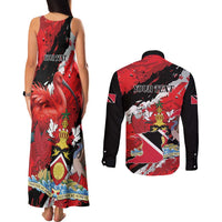 Personalized Trinidad And Tobago Scarlet Ibis Couples Matching Tank Maxi Dress and Long Sleeve Button Shirt Special Stylized - Wonder Print Shop