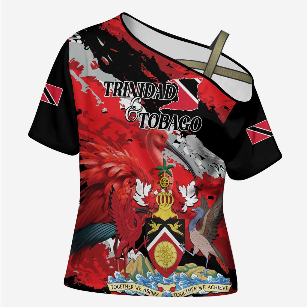 Personalized Trinidad And Tobago Scarlet Ibis Cross Shoulder Shirt Special Stylized - Wonder Print Shop