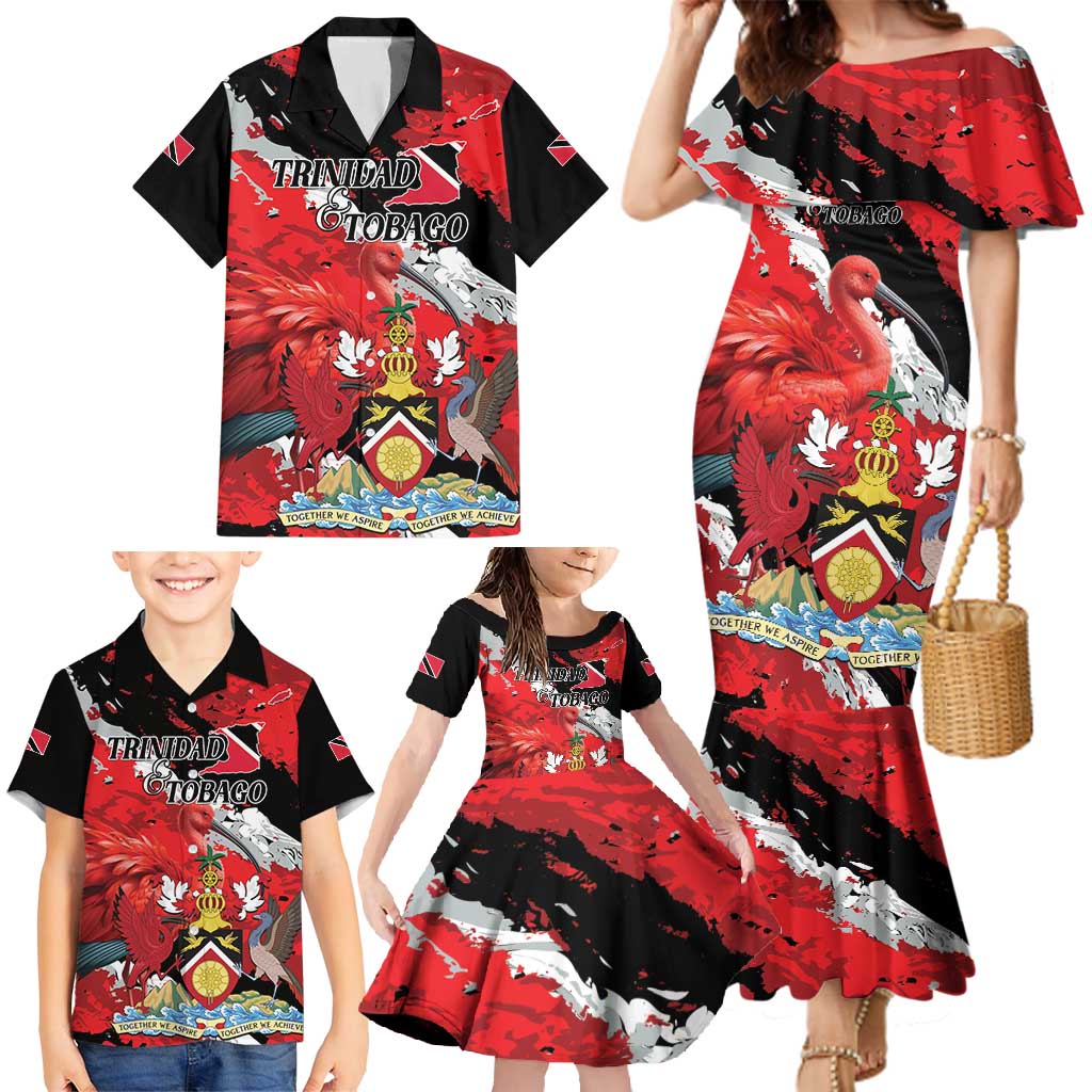 Personalized Trinidad And Tobago Scarlet Ibis Family Matching Mermaid Dress and Hawaiian Shirt Special Stylized - Wonder Print Shop