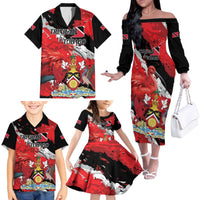 Personalized Trinidad And Tobago Scarlet Ibis Family Matching Off The Shoulder Long Sleeve Dress and Hawaiian Shirt Special Stylized - Wonder Print Shop