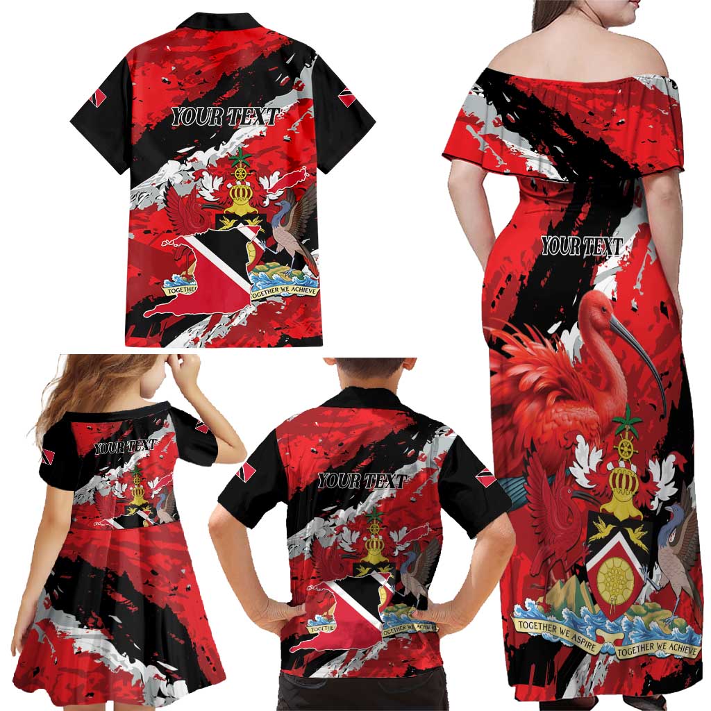 Personalized Trinidad And Tobago Scarlet Ibis Family Matching Off Shoulder Maxi Dress and Hawaiian Shirt Special Stylized - Wonder Print Shop