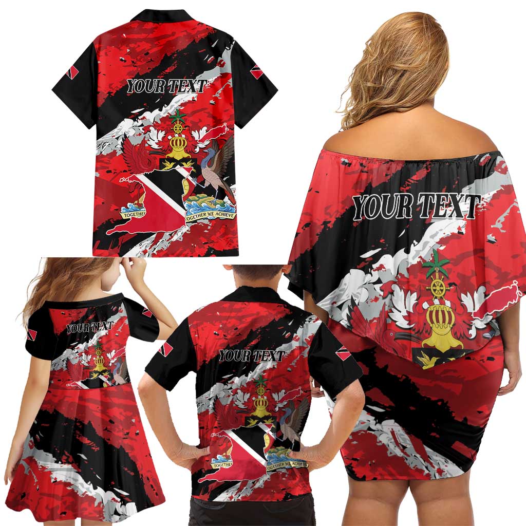 Personalized Trinidad And Tobago Scarlet Ibis Family Matching Off Shoulder Short Dress and Hawaiian Shirt Special Stylized - Wonder Print Shop