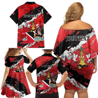 Personalized Trinidad And Tobago Scarlet Ibis Family Matching Off Shoulder Short Dress and Hawaiian Shirt Special Stylized - Wonder Print Shop
