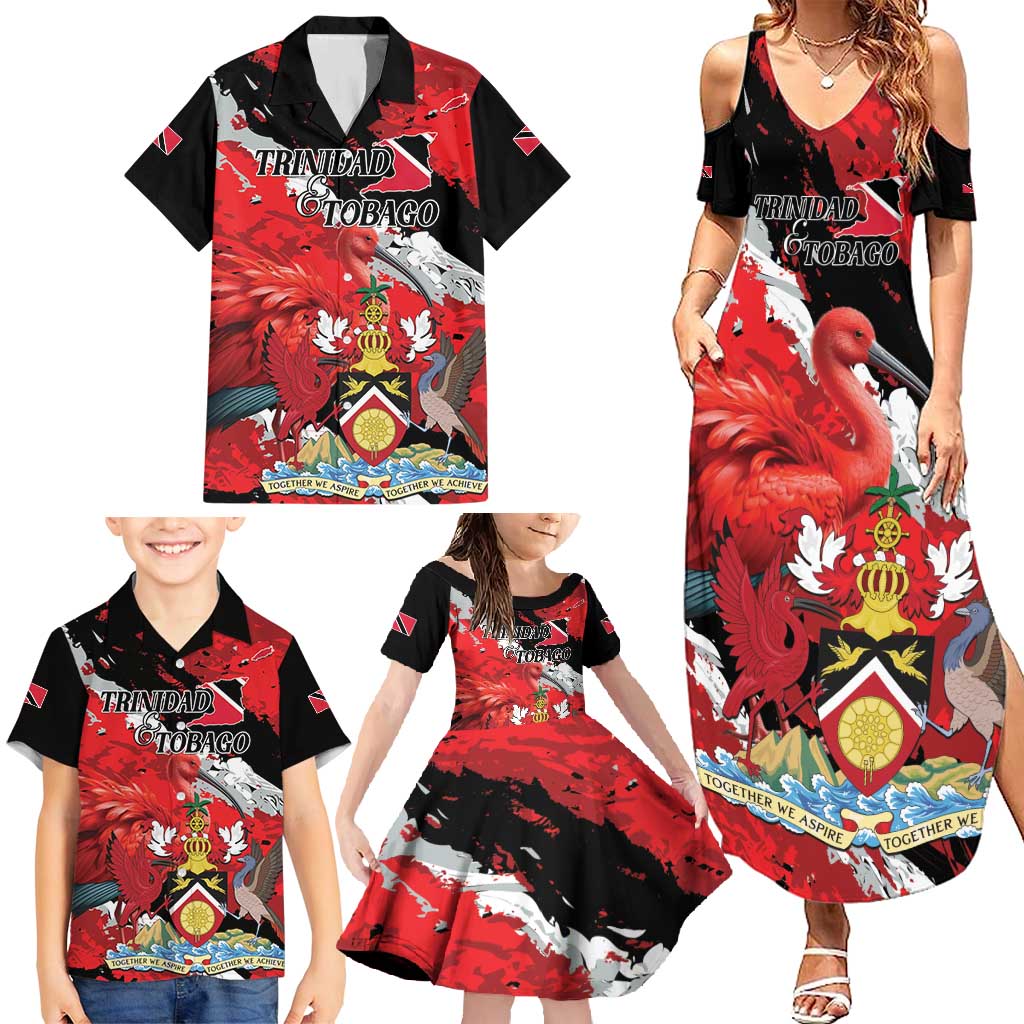 Personalized Trinidad And Tobago Scarlet Ibis Family Matching Summer Maxi Dress and Hawaiian Shirt Special Stylized - Wonder Print Shop