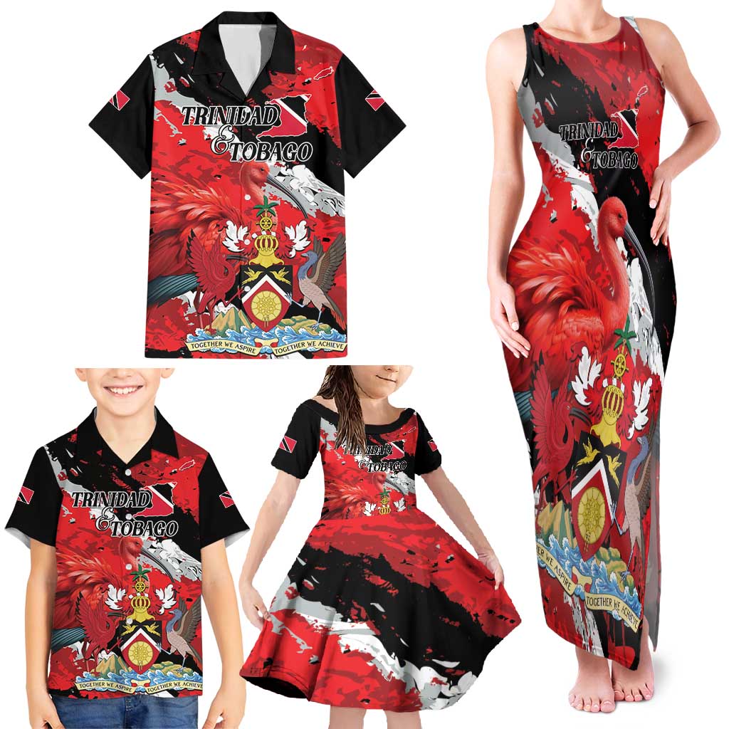 Personalized Trinidad And Tobago Scarlet Ibis Family Matching Tank Maxi Dress and Hawaiian Shirt Special Stylized - Wonder Print Shop