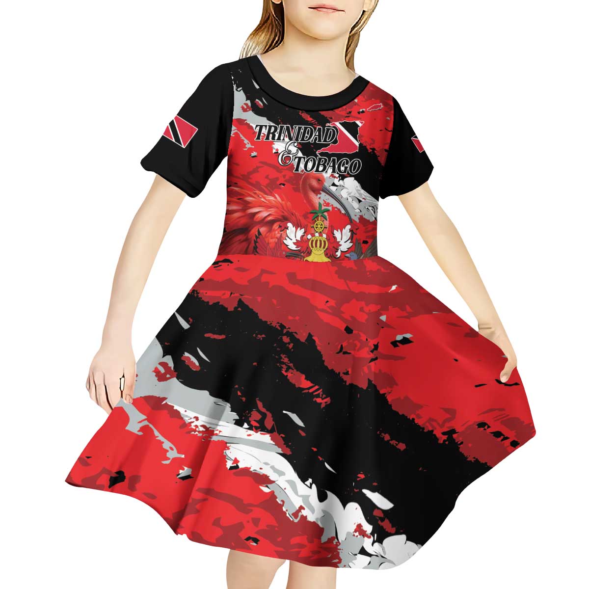 Personalized Trinidad And Tobago Scarlet Ibis Kid Short Sleeve Dress Special Stylized - Wonder Print Shop
