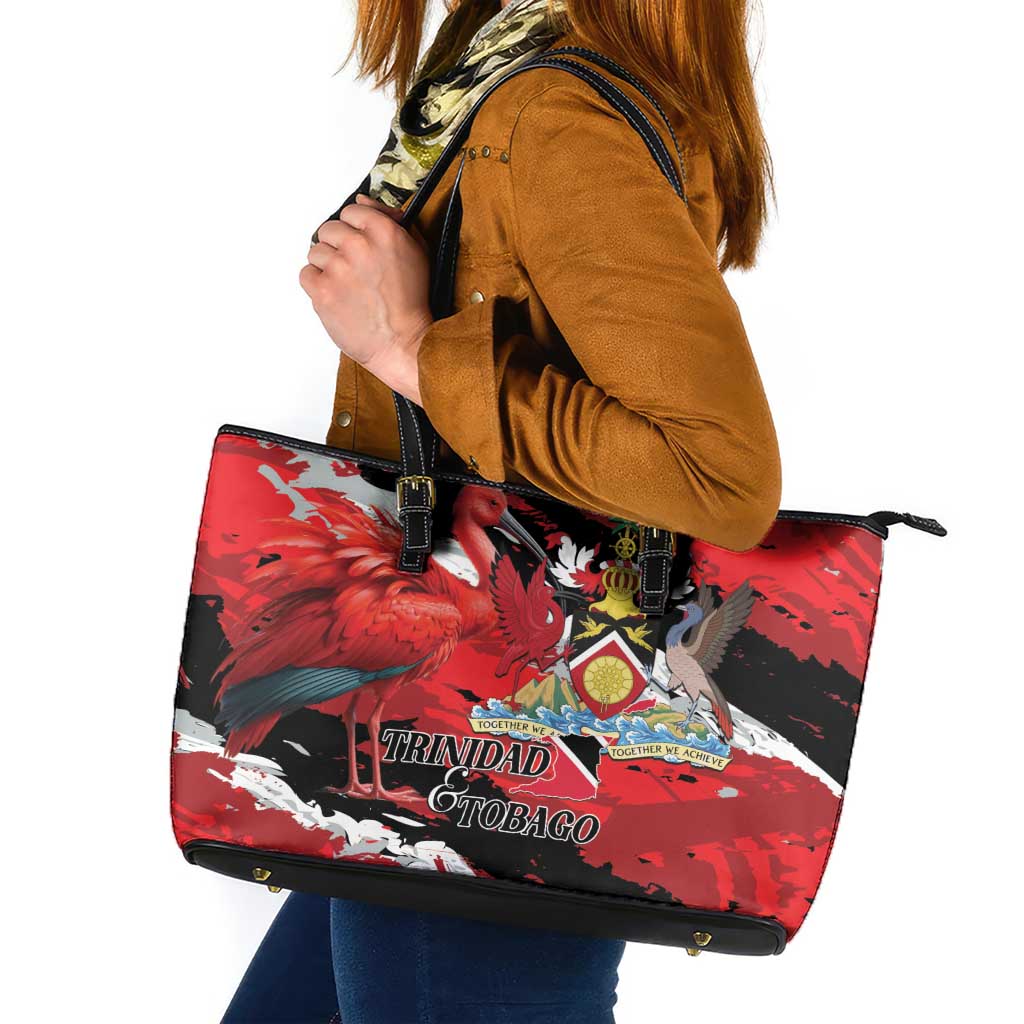 Trinidad And Tobago Scarlet Ibis Leather Tote Bag Special Stylized - Wonder Print Shop