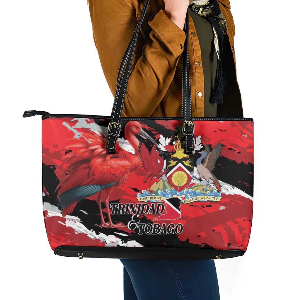 Trinidad And Tobago Scarlet Ibis Leather Tote Bag Special Stylized - Wonder Print Shop