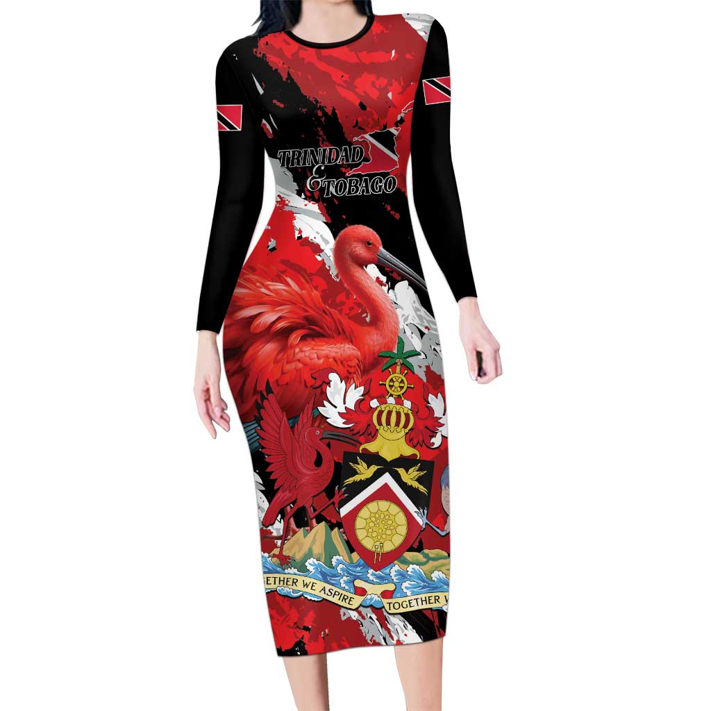 Personalized Trinidad And Tobago Scarlet Ibis Long Sleeve Bodycon Dress Special Stylized - Wonder Print Shop