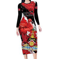 Personalized Trinidad And Tobago Scarlet Ibis Long Sleeve Bodycon Dress Special Stylized - Wonder Print Shop