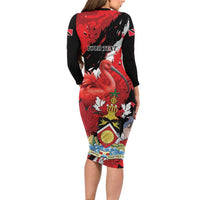 Personalized Trinidad And Tobago Scarlet Ibis Long Sleeve Bodycon Dress Special Stylized - Wonder Print Shop