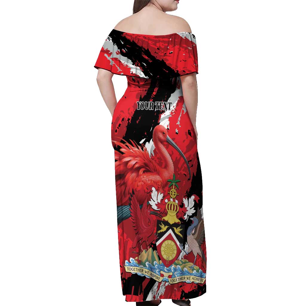 Personalized Trinidad And Tobago Scarlet Ibis Off Shoulder Maxi Dress Special Stylized - Wonder Print Shop