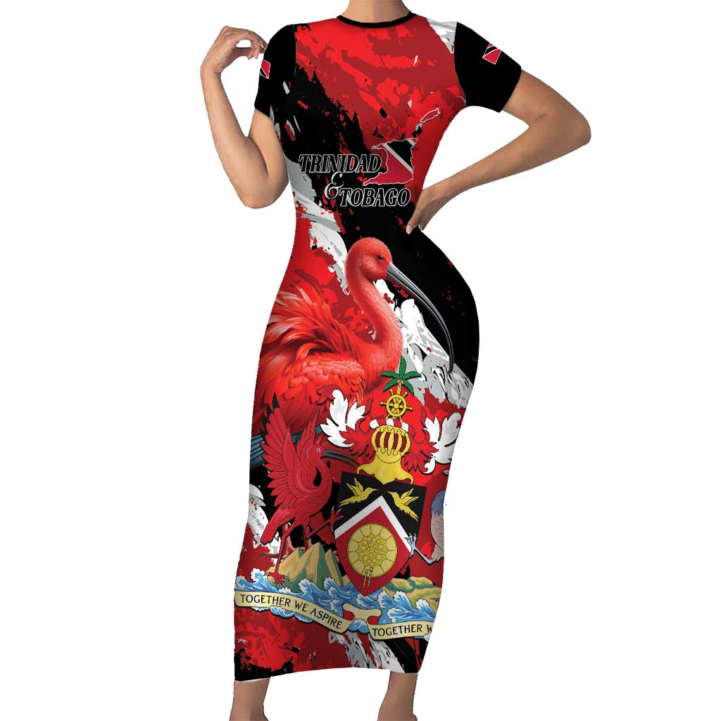 Personalized Trinidad And Tobago Scarlet Ibis Short Sleeve Bodycon Dress Special Stylized - Wonder Print Shop