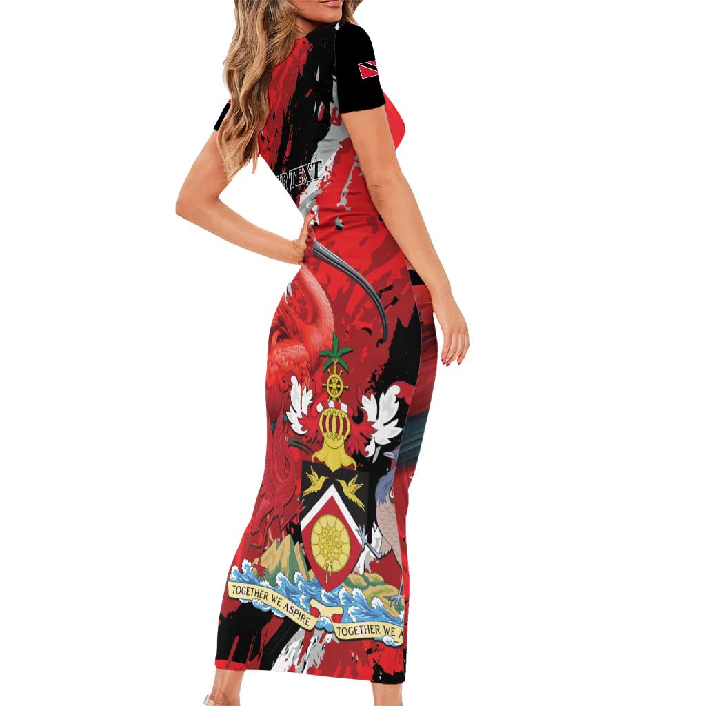 Personalized Trinidad And Tobago Scarlet Ibis Short Sleeve Bodycon Dress Special Stylized - Wonder Print Shop