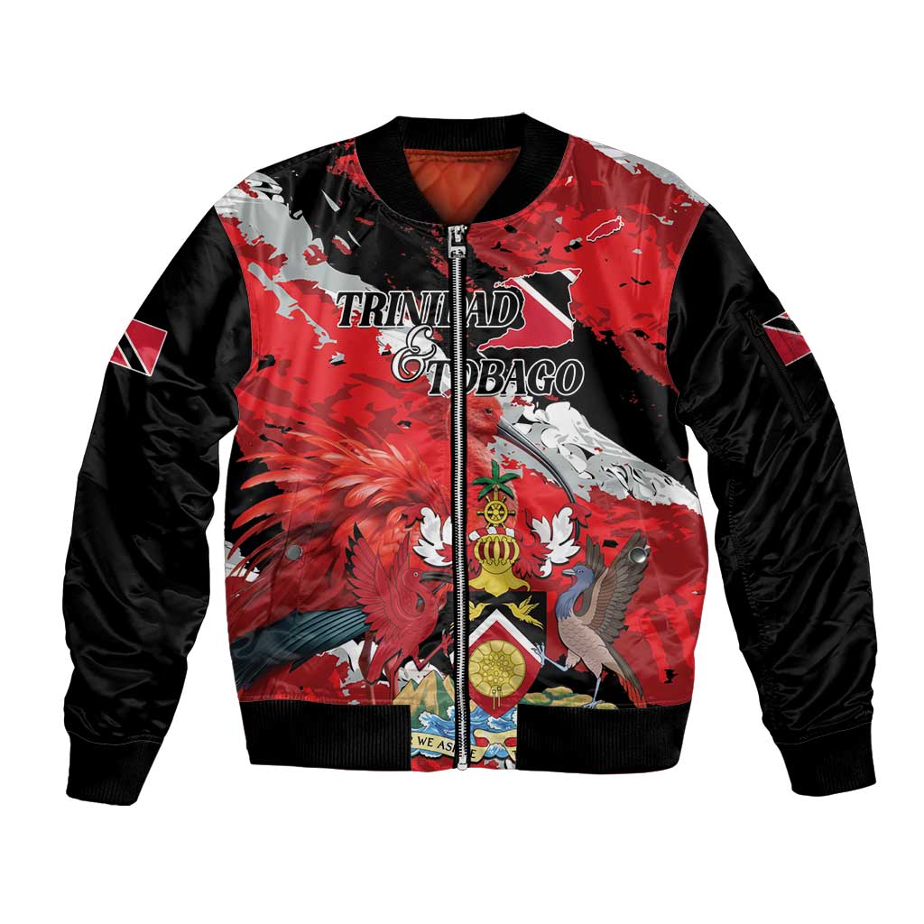 Personalized Trinidad And Tobago Scarlet Ibis Sleeve Zip Bomber Jacket Special Stylized - Wonder Print Shop