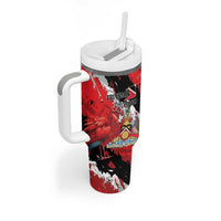 Personalized Trinidad And Tobago Scarlet Ibis Tumbler With Handle Special Stylized - Wonder Print Shop
