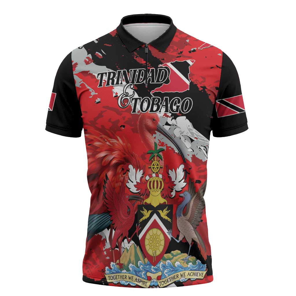 Personalized Trinidad And Tobago Scarlet Ibis Zipper Polo Shirt Special Stylized - Wonder Print Shop