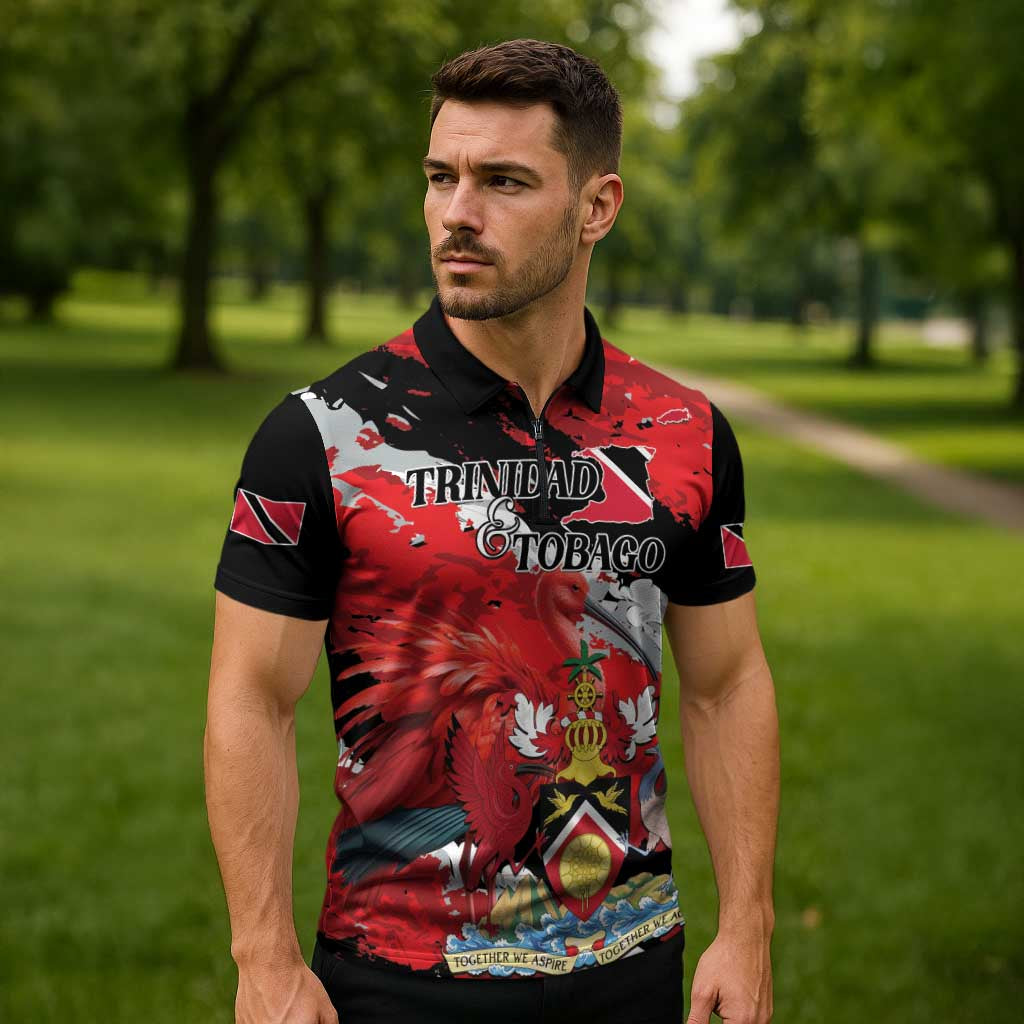 Personalized Trinidad And Tobago Scarlet Ibis Zipper Polo Shirt Special Stylized - Wonder Print Shop
