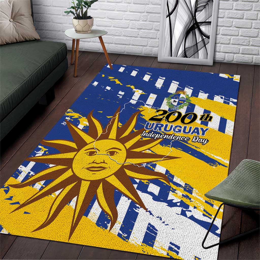 Uruguay 200th Independence Day Area Rug Sol de Mayo Grunge Stylized - Wonder Print Shop