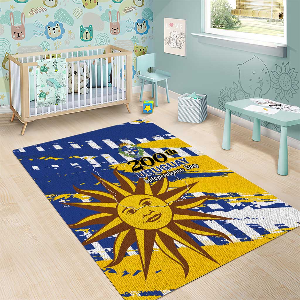 Uruguay 200th Independence Day Area Rug Sol de Mayo Grunge Stylized - Wonder Print Shop