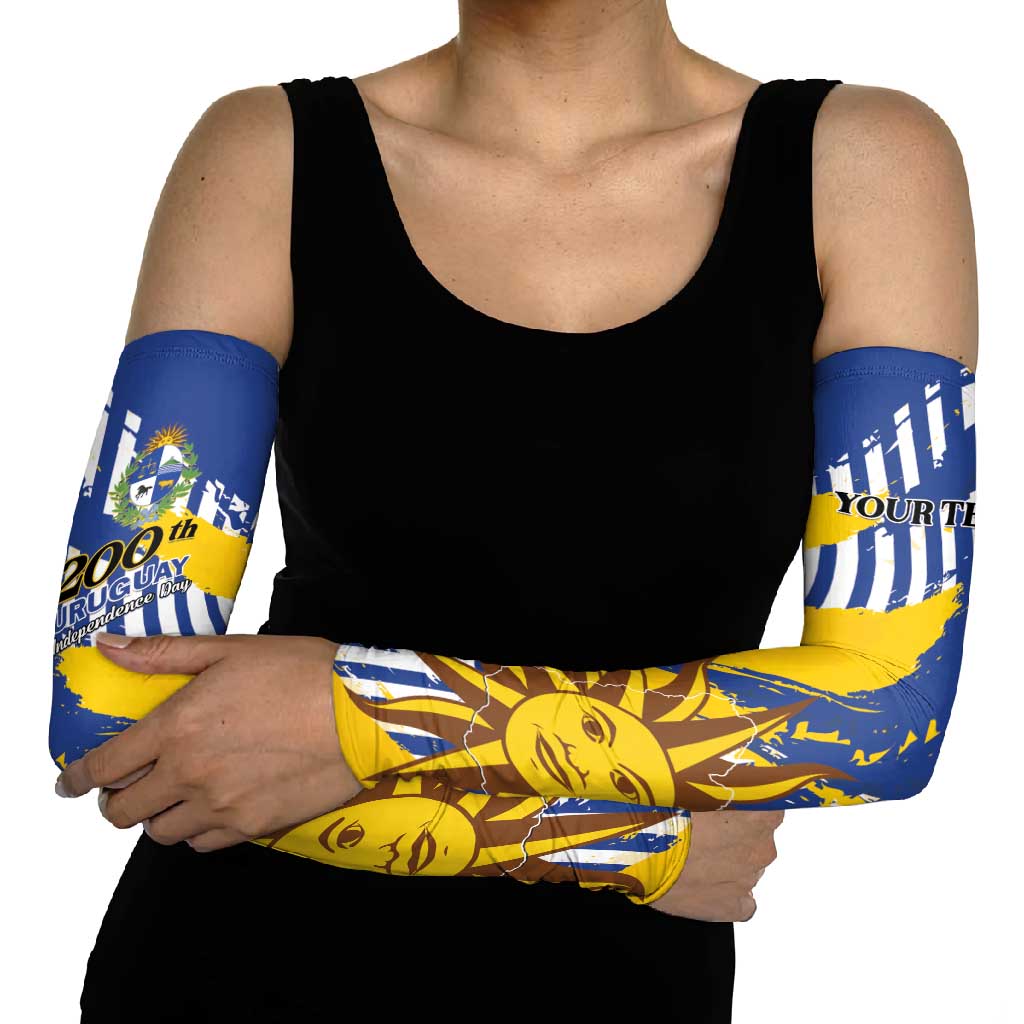 Personalized Uruguay 200th Independence Day Arm Sleeves Sol de Mayo Grunge Stylized - Wonder Print Shop