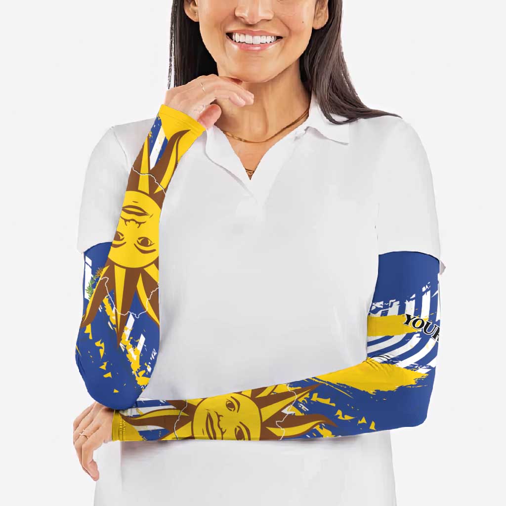 Personalized Uruguay 200th Independence Day Arm Sleeves Sol de Mayo Grunge Stylized - Wonder Print Shop