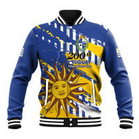 Personalized Uruguay 200th Independence Day Baseball Jacket Sol de Mayo Grunge Stylized - Wonder Print Shop