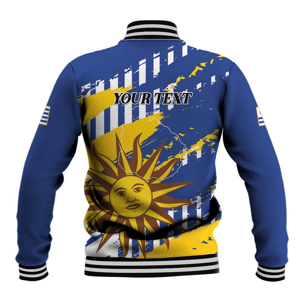 Personalized Uruguay 200th Independence Day Baseball Jacket Sol de Mayo Grunge Stylized - Wonder Print Shop