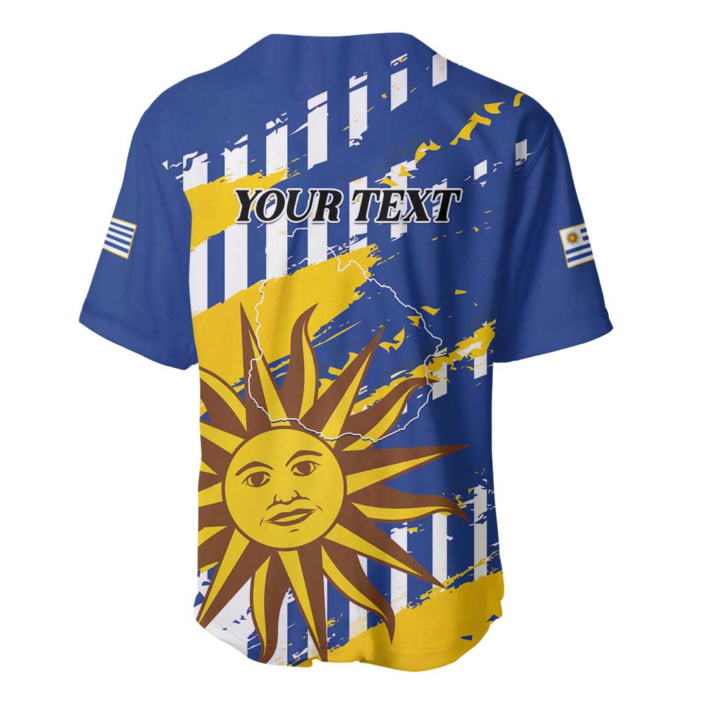 Personalized Uruguay 200th Independence Day Baseball Jersey Sol de Mayo Grunge Stylized - Wonder Print Shop