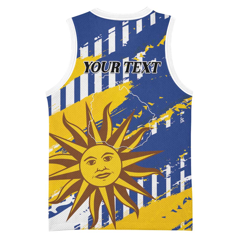 Personalized Uruguay 200th Independence Day Basketball Jersey Sol de Mayo Grunge Stylized - Wonder Print Shop