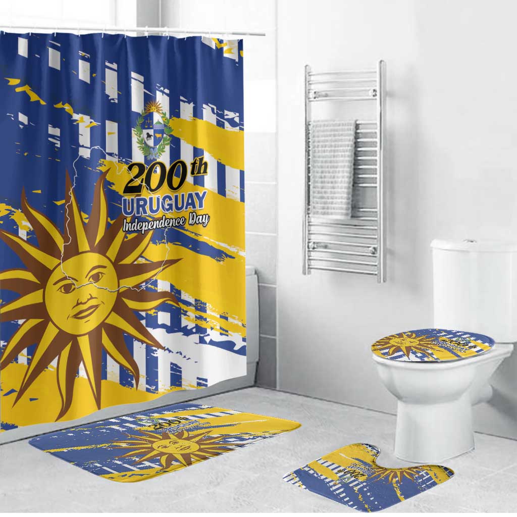 Uruguay 200th Independence Day Bathroom Set Sol de Mayo Grunge Stylized - Wonder Print Shop