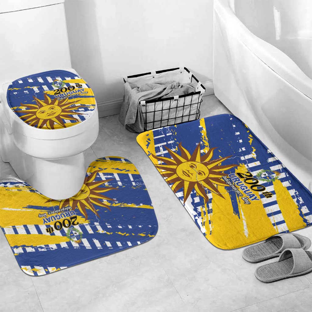 Uruguay 200th Independence Day Bathroom Set Sol de Mayo Grunge Stylized - Wonder Print Shop