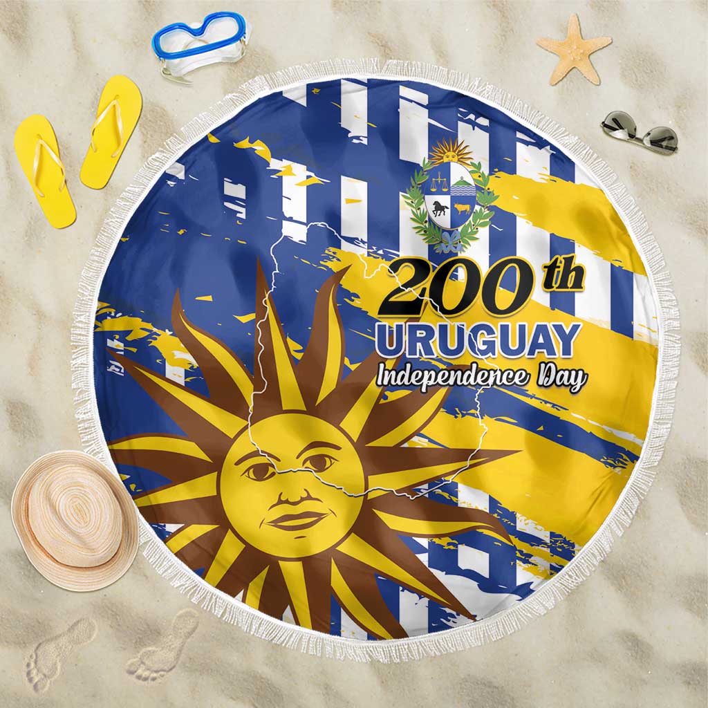Uruguay 200th Independence Day Beach Blanket Sol de Mayo Grunge Stylized - Wonder Print Shop