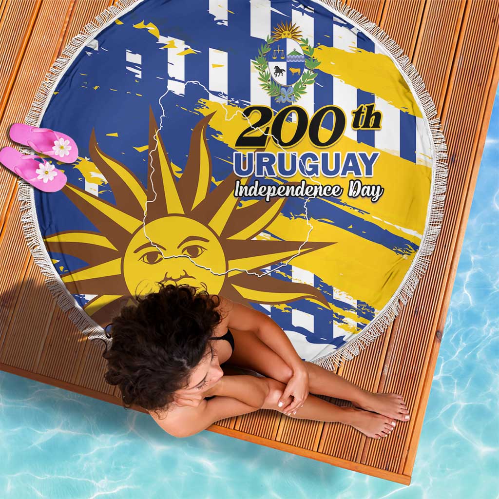 Uruguay 200th Independence Day Beach Blanket Sol de Mayo Grunge Stylized - Wonder Print Shop