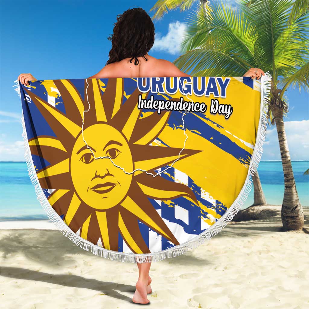Uruguay 200th Independence Day Beach Blanket Sol de Mayo Grunge Stylized - Wonder Print Shop