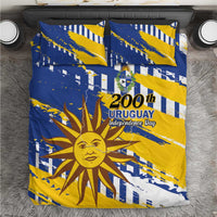 Uruguay 200th Independence Day Bedding Set Sol de Mayo Grunge Stylized - Wonder Print Shop