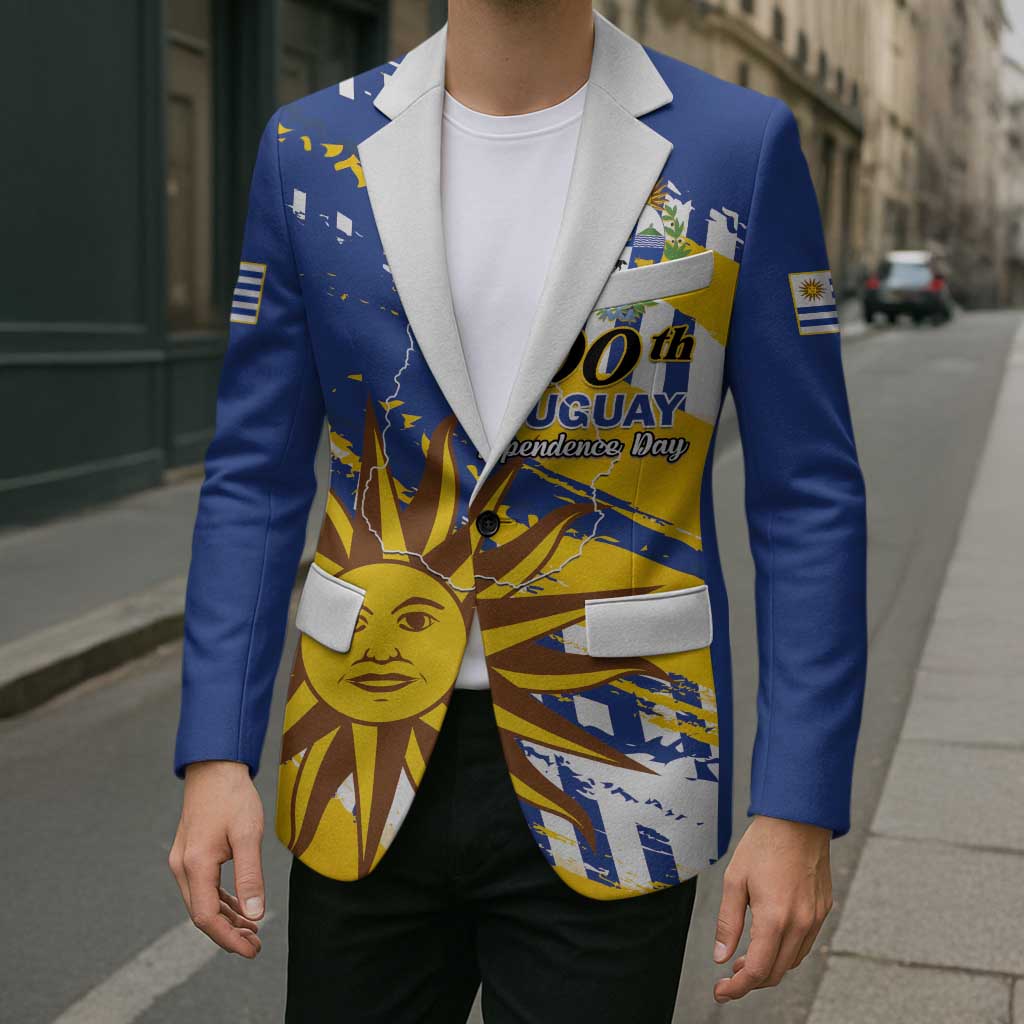 Personalized Uruguay 200th Independence Day Blazer Sol de Mayo Grunge Stylized - Wonder Print Shop