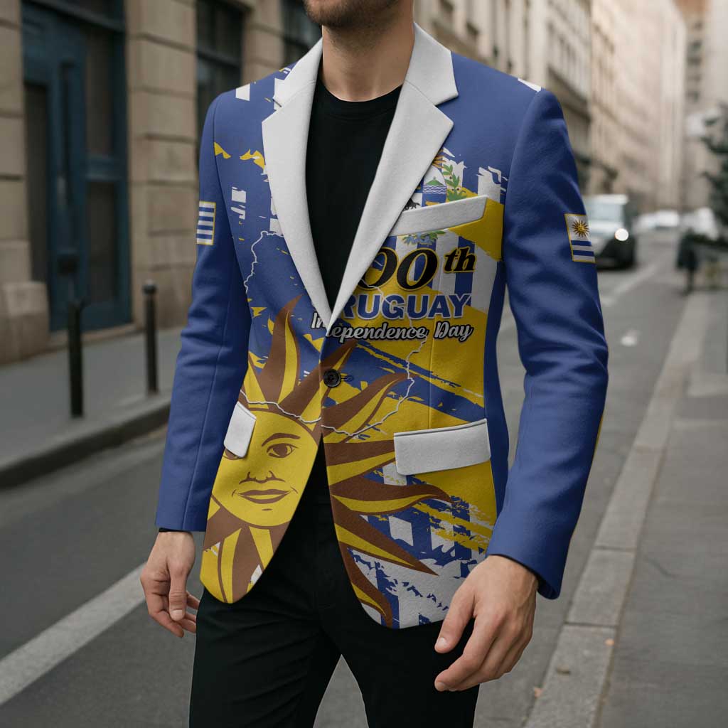 Personalized Uruguay 200th Independence Day Blazer Sol de Mayo Grunge Stylized - Wonder Print Shop