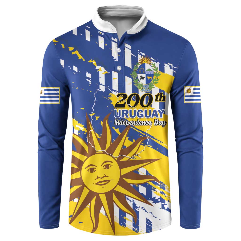Personalized Uruguay 200th Independence Day Button Sweatshirt Sol de Mayo Grunge Stylized - Wonder Print Shop