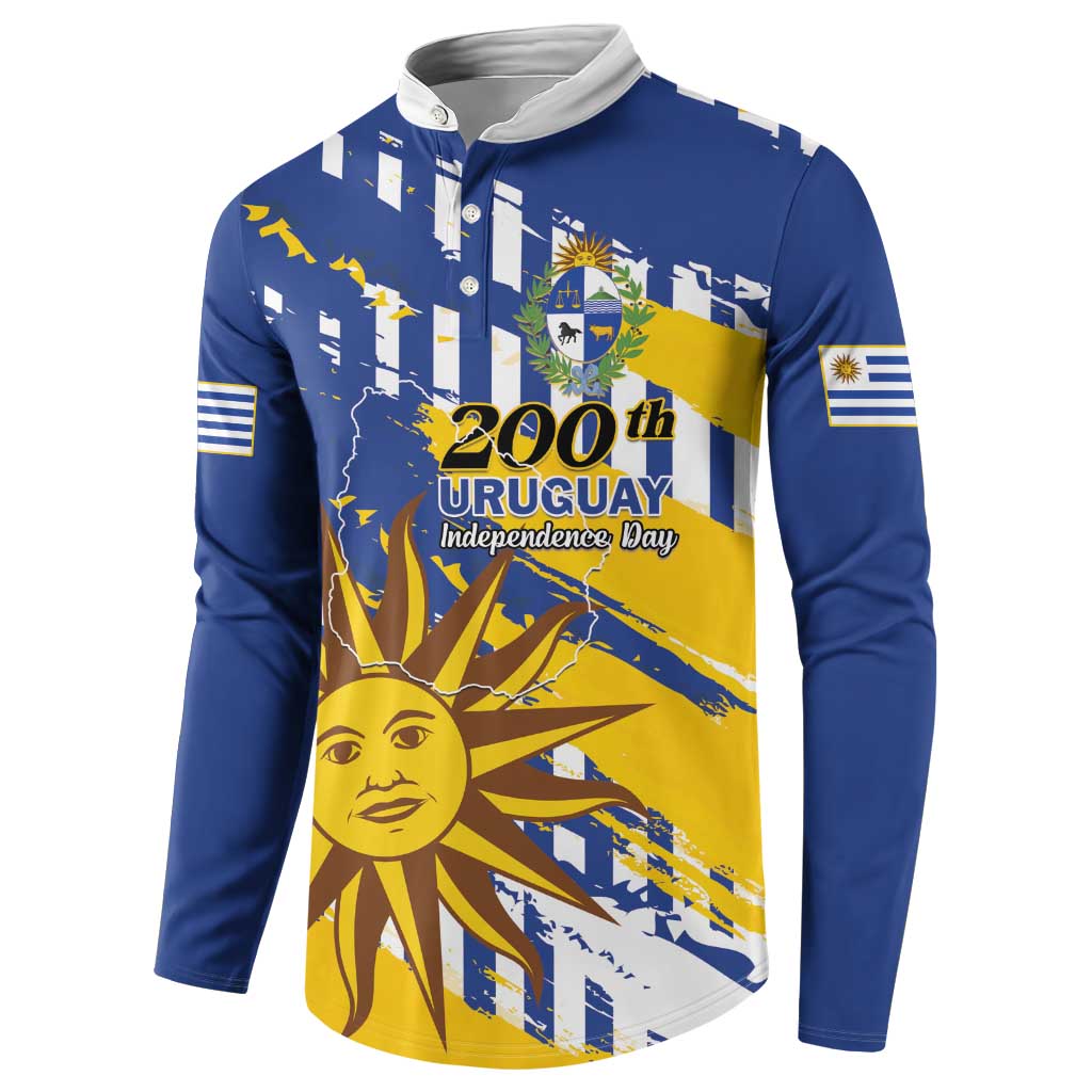 Personalized Uruguay 200th Independence Day Button Sweatshirt Sol de Mayo Grunge Stylized - Wonder Print Shop