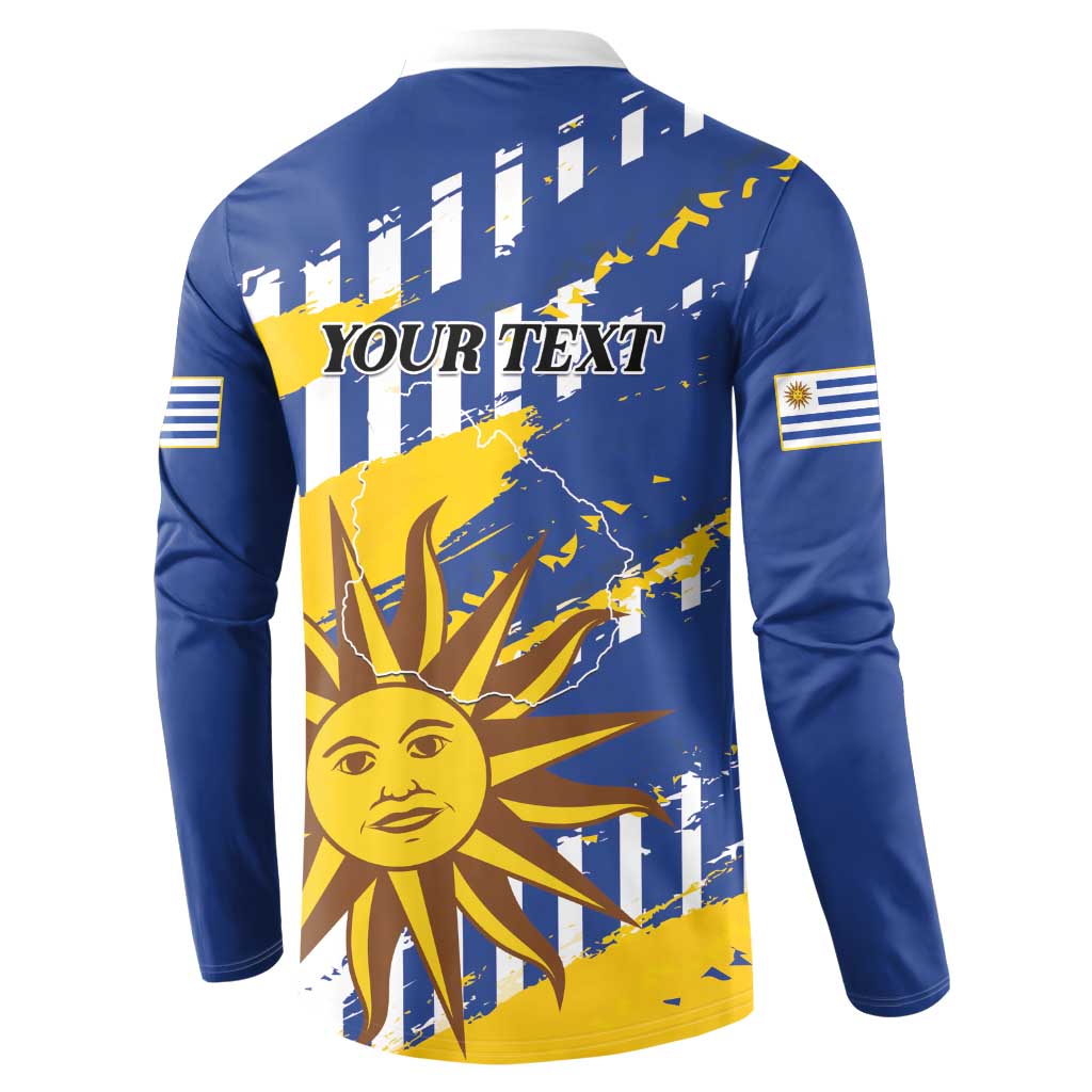 Personalized Uruguay 200th Independence Day Button Sweatshirt Sol de Mayo Grunge Stylized - Wonder Print Shop