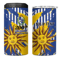 Personalized Uruguay 200th Independence Day 4 in 1 Can Cooler Tumbler Sol de Mayo Grunge Stylized - Wonder Print Shop