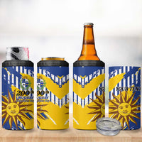 Personalized Uruguay 200th Independence Day 4 in 1 Can Cooler Tumbler Sol de Mayo Grunge Stylized - Wonder Print Shop