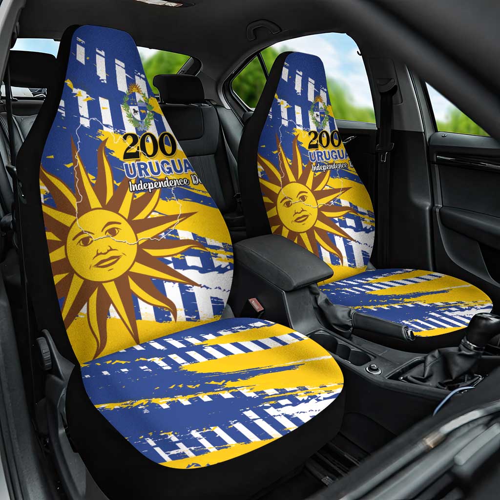 Uruguay 200th Independence Day Car Seat Cover Sol de Mayo Grunge Stylized - Wonder Print Shop