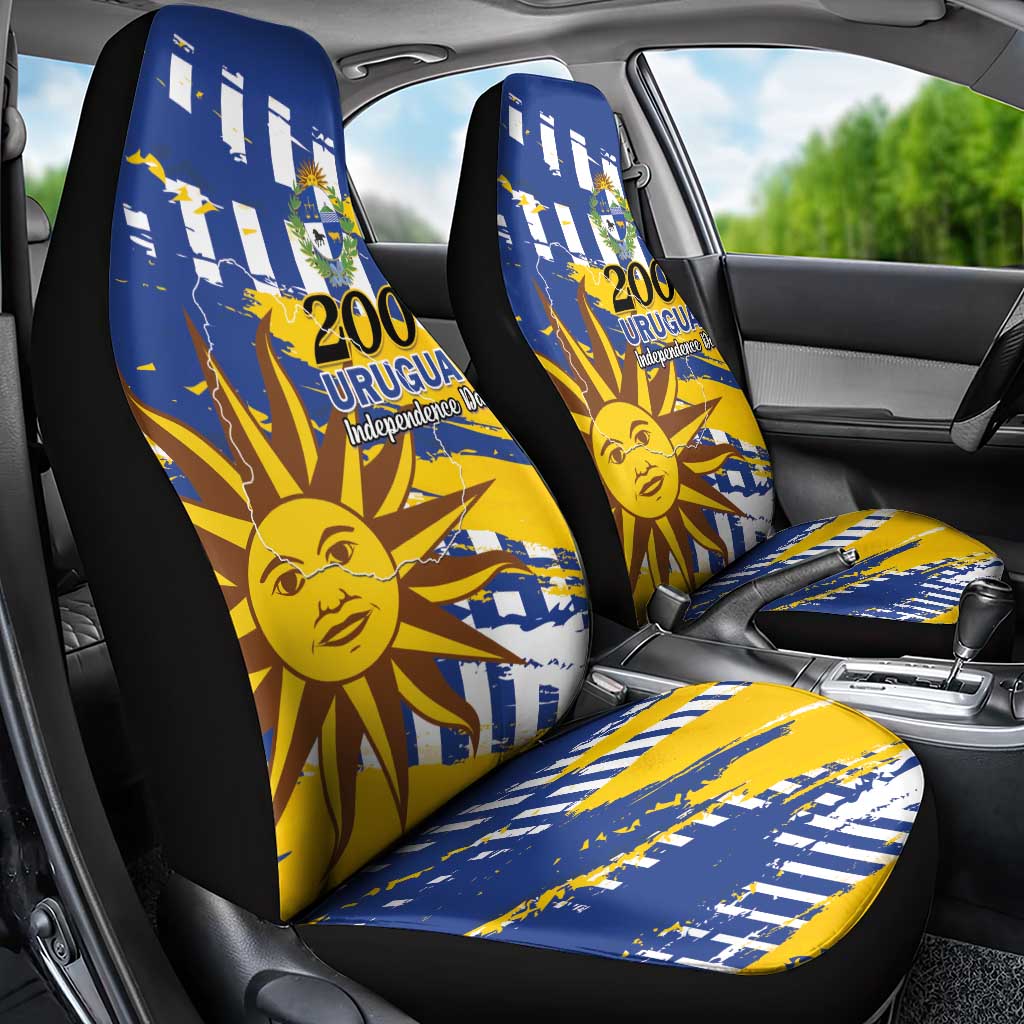 Uruguay 200th Independence Day Car Seat Cover Sol de Mayo Grunge Stylized - Wonder Print Shop