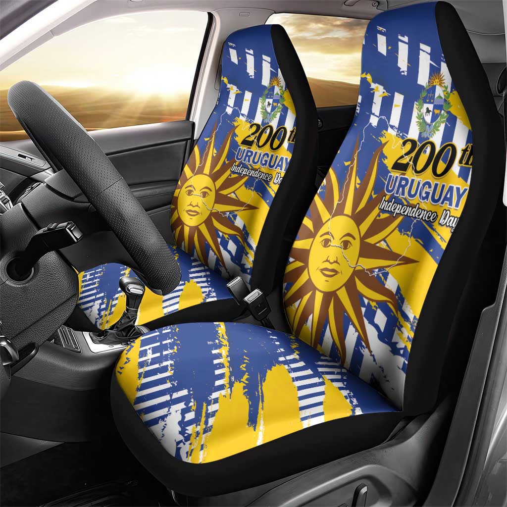 Uruguay 200th Independence Day Car Seat Cover Sol de Mayo Grunge Stylized - Wonder Print Shop