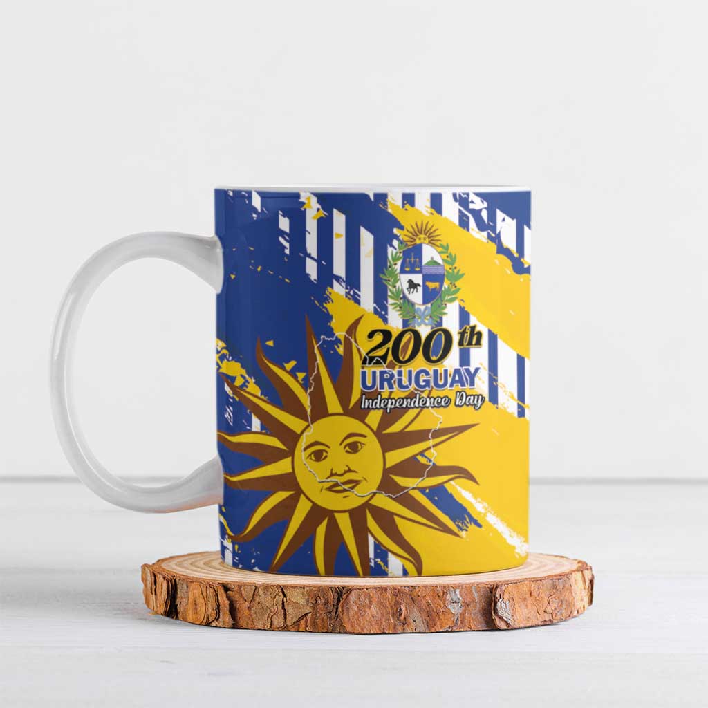 Personalized Uruguay 200th Independence Day Ceramic Mug Sol de Mayo Grunge Stylized - Wonder Print Shop