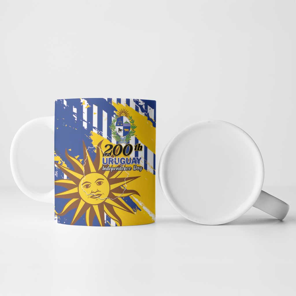 Personalized Uruguay 200th Independence Day Ceramic Mug Sol de Mayo Grunge Stylized - Wonder Print Shop